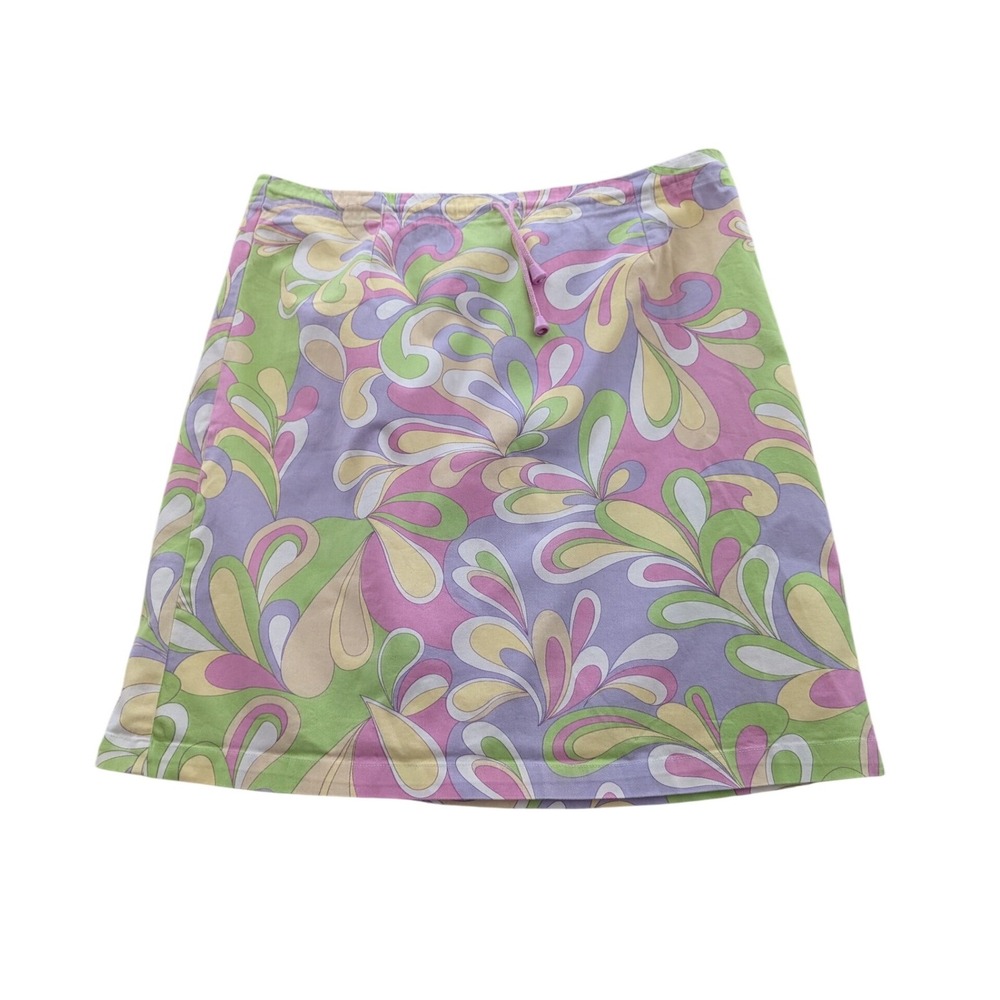 JJT Classics Womens XL Psychedelic Paisley Mini Skirt Retro Pastel Y2K Slit